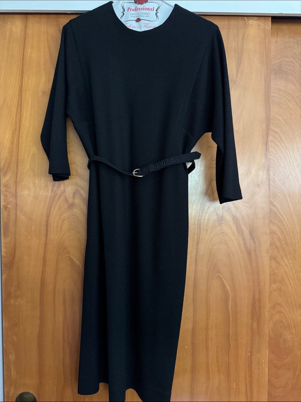 Vintage Black Belted Midi Dress - Elegant Everyday Style